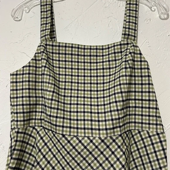 ModCloth Princess Highway Plaid Sleeveless Green Black Skater Dress Sz 8  Medium